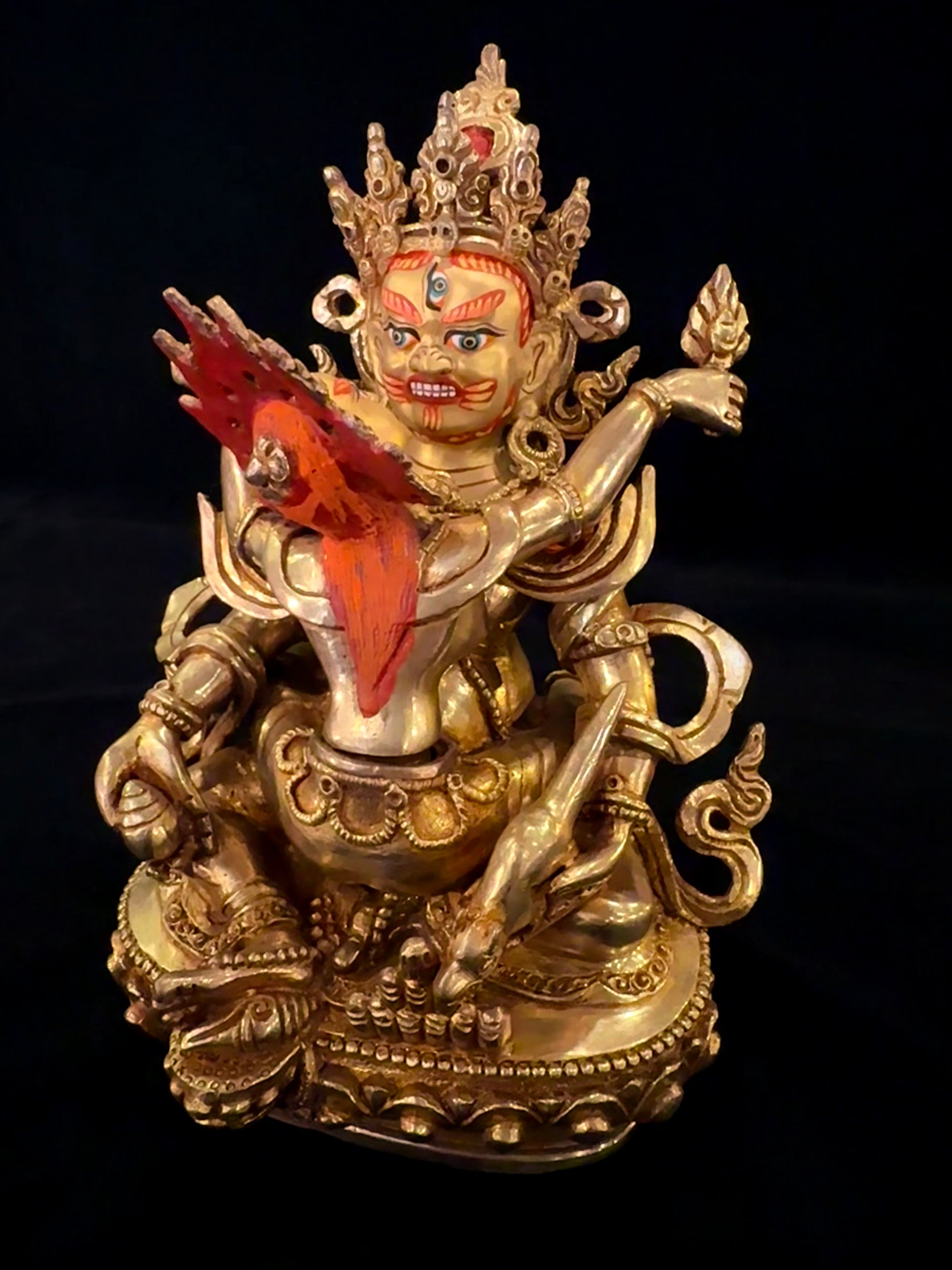 Red Jambhala Buddha Statue 21cm / 8.3" Hand-Carved Copper Gilded – Dzambhala Botree Arts Himalayan Art | Bo Tree Arts