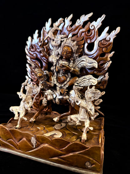 Palden Lhamo Buddha Statue 21cm / 8.3" Hand-Carved Copper Silver-Gilt – Shri Devi Artisan Masterwork Nepal