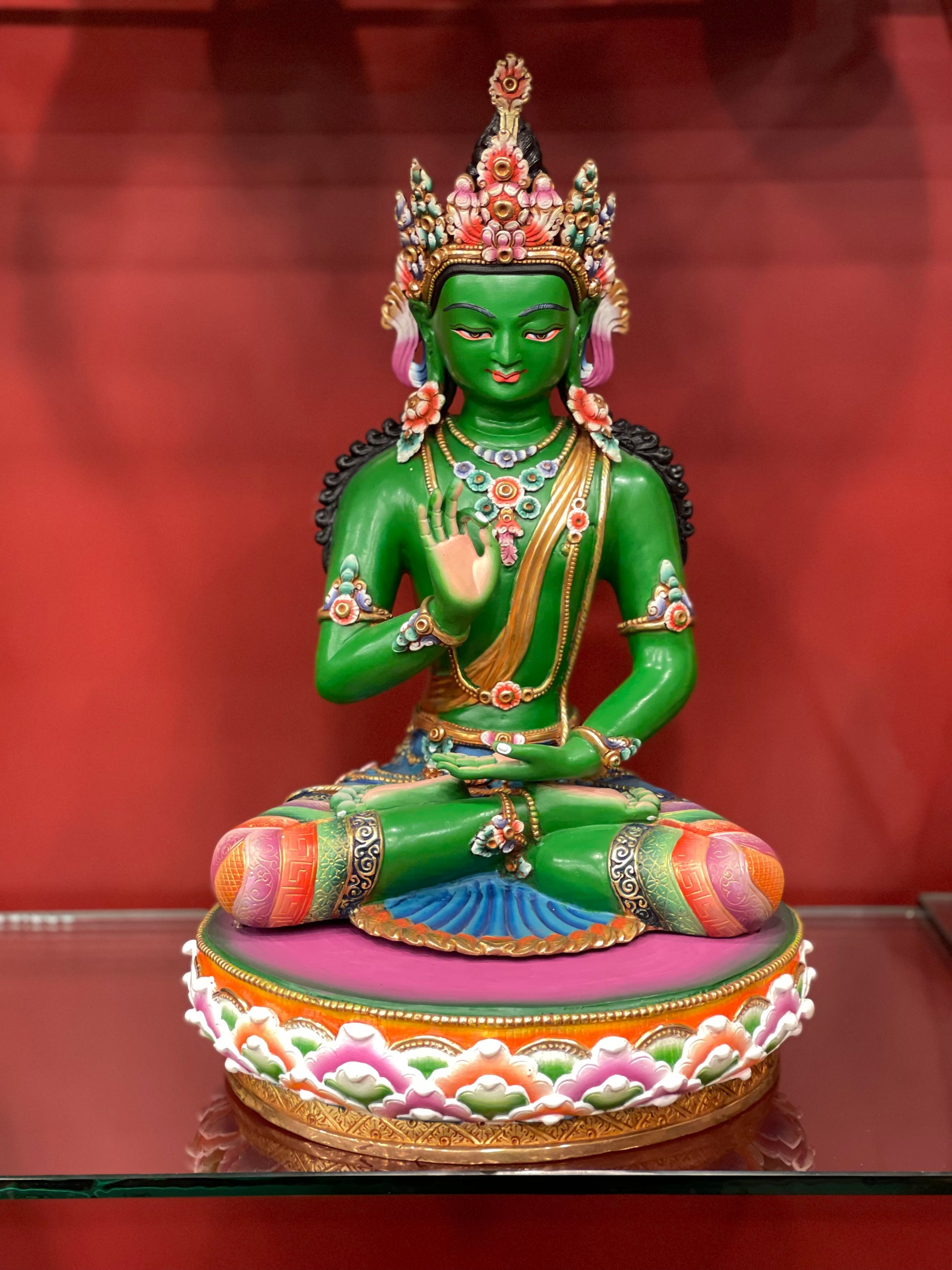Five Dhyani Buddhas Set Statues 36cm / 14.2" Hand-Carved Copper Painted – Shakya Clan Masterwork Sacred Art Collection Nepal | Bo Tree Arts