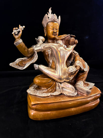 Padmasambhava Yab-Yum Statue 25cm / 9.8" Hand-Carved Copper Silver-Gilt – Guru Rinpoche Botree Arts Heritage Collection