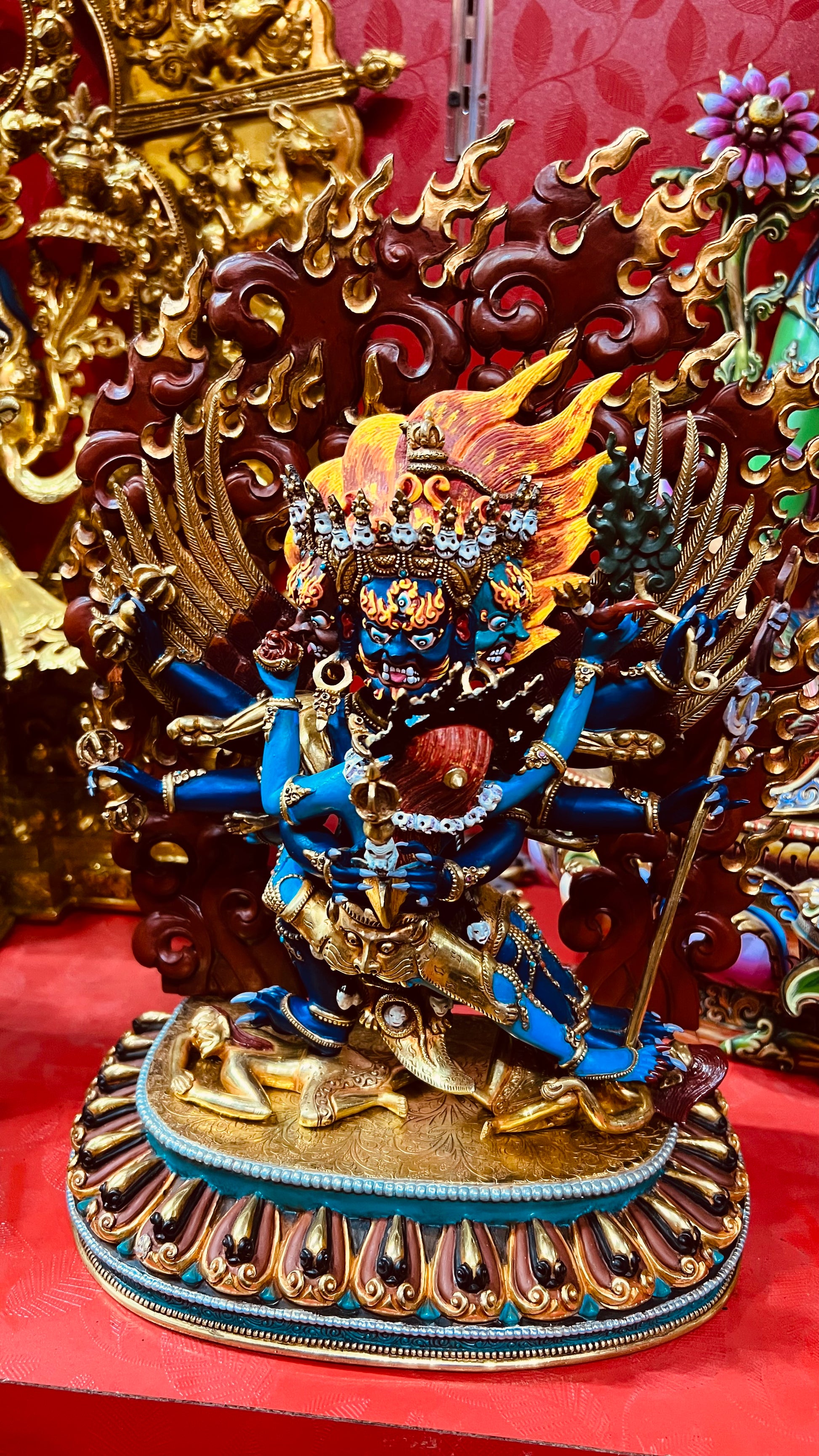 Vajrakilaya Buddha Statue 33cm / 13" Hand-Carved Copper Gilded & Painted – Dorje Phurba Heritage Collection Nepal | Bo Tree Arts