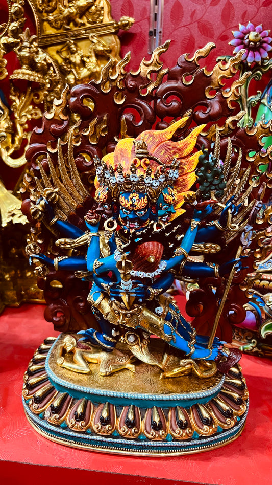 Vajrakilaya Buddha Statue 33cm / 13" Hand-Carved Copper Gilded & Painted – Dorje Phurba Heritage Collection Nepal | Bo Tree Arts