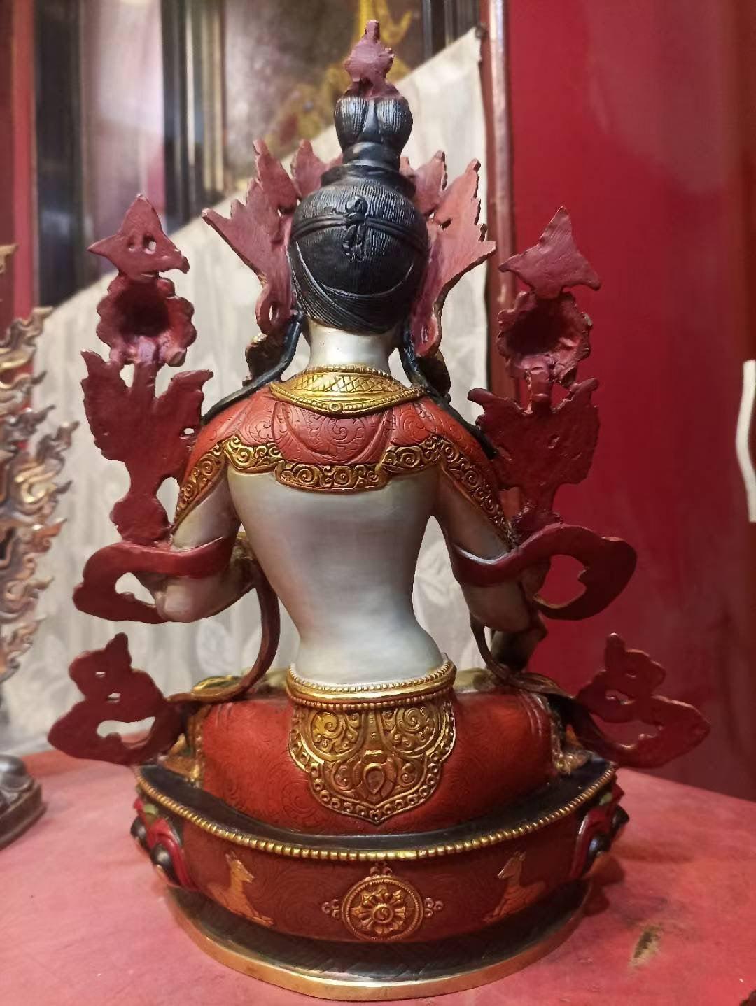 White Tara Statue 33cm Hand-Carved Copper – Traditional Technique, Serene Expression Tibetan Style Bodhisattva Masterwork Himalayan Art Nepal – Handmade Tibetan Buddhist Statue, Lost-Wax Cast Himalayan Art from Nepal