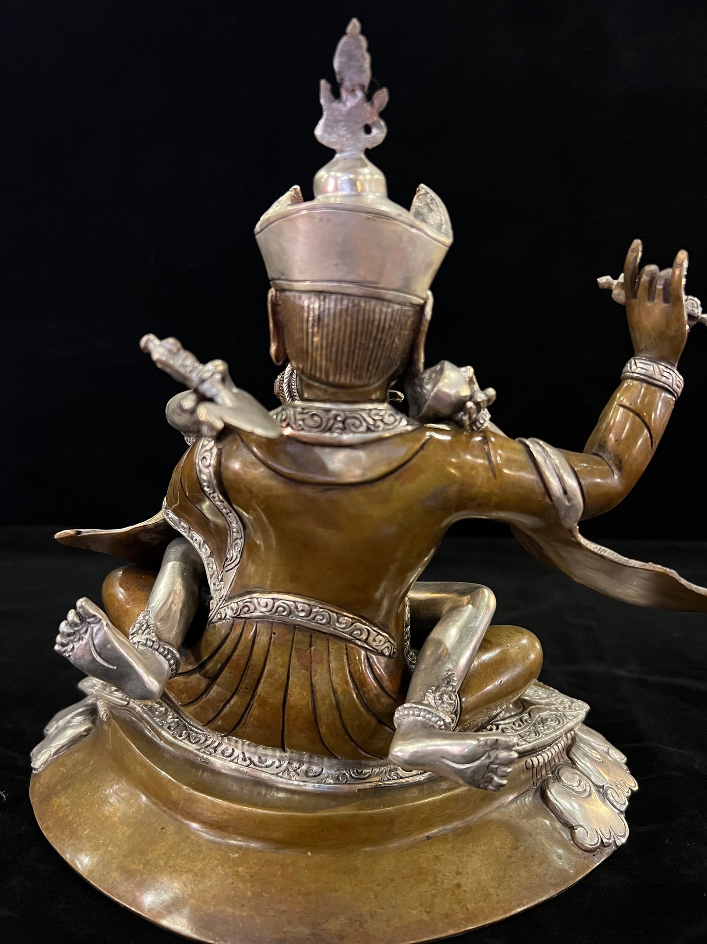Padmasambhava Yab-Yum Statue 24cm / 9.4" Hand-Carved Copper Silver-Gilt – Guru Rinpoche Botree Arts Masterwork – Handmade Tibetan Buddhist Statue, Lost-Wax Cast Himalayan Art from Nepal