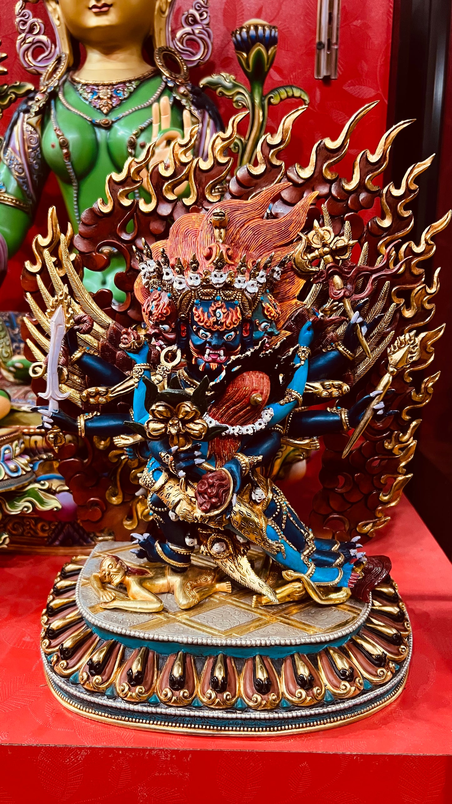 Hayagriva Buddha Statue 33cm / 13" Hand-Carved Copper Gilded & Painted – Horse-Headed Vajra Artisan Masterwork Nepal – Handmade Tibetan Buddhist Statue, Lost-Wax Cast Himalayan Art from Nepal