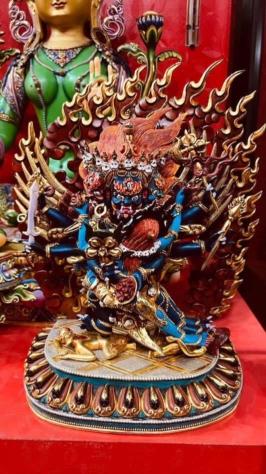 Hayagriva Buddha Statue 33cm / 13" Hand-Carved Copper Gilded & Painted – Horse-Headed Vajra Artisan Masterwork Nepal | Bo Tree Arts