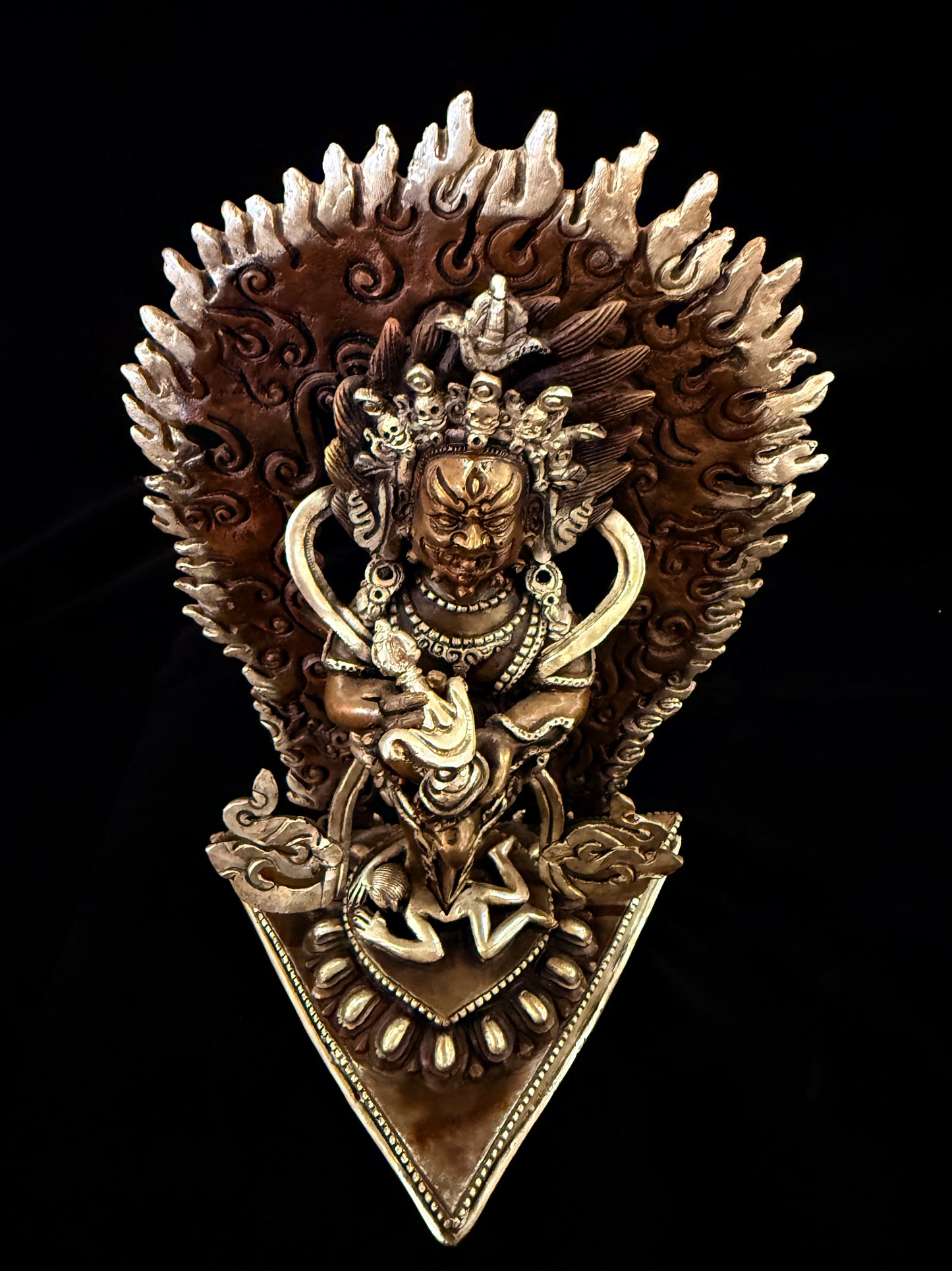 Vajrakilaya Buddha Statue 24cm / 9.4" Hand-Carved Copper Silver-Gilt – Dorje Phurba Fine Art Collection Nepal – Handmade Tibetan Buddhist Statue, Lost-Wax Cast Himalayan Art from Nepal