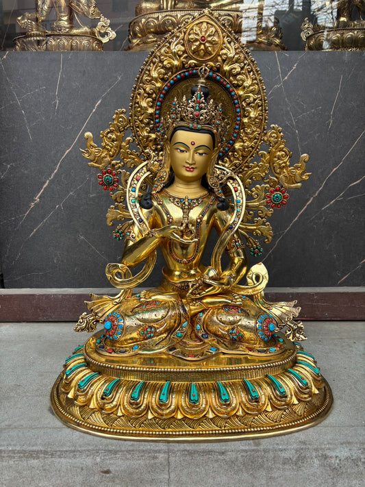 Vajrasattva (Dorje Sempa) Buddha Statue 50cm / 19.7" Hand-Carved Copper Gilded Himalayan Art Nepal | Bo Tree Arts
