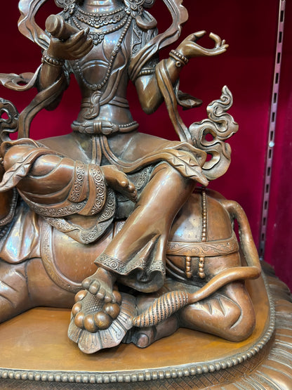 Manjushri & Samantabhadra Buddha Set 48cm / 18.9" Hand-Carved Copper – Wisdom & Action Bodhisattva Duo Botree Arts Masterwork
