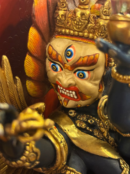 Dorje Phurba/Vajrakilaya Buddha Statue 35cm / 13.8" Hand-Carved Copper Painted with Gilded Accents – Himalayan Art Nepal