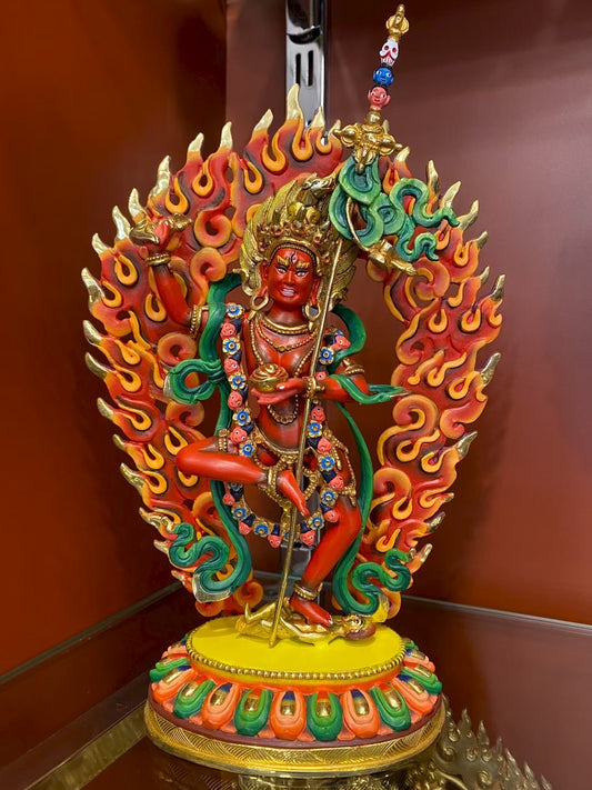 Vajravarahi (Dorje Phagmo) Dakini Statue 28cm / 11" Hand-Carved Copper Gilded Painted – Himalayan Art Nepal | Bo Tree Arts