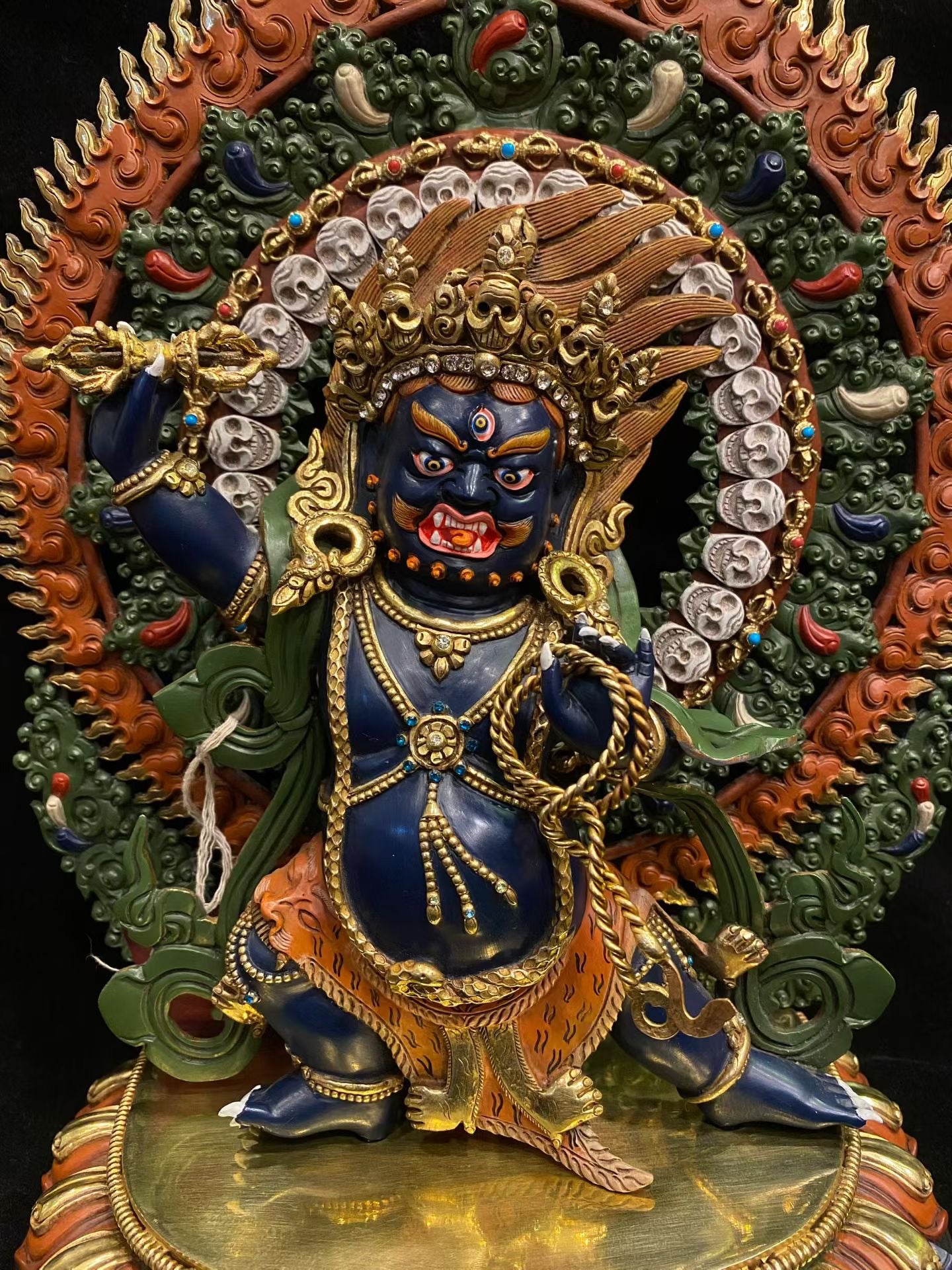 Vajrapani (Lord of Power) Buddha Statue 35cm / 13.8" Hand-Carved Copper Gilded & Painted – Museum-Quality Ancient Technique – Handmade Tibetan Buddhist Statue, Lost-Wax Cast Himalayan Art from Nepal
