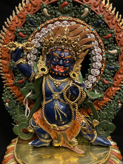 Vajrapani (Lord of Power) Buddha Statue 35cm / 13.8" Hand-Carved Copper Gilded & Painted – Museum-Quality Ancient Technique