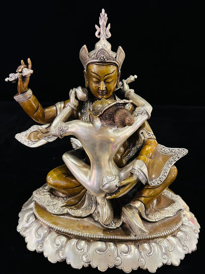 Padmasambhava Yab-Yum Statue 24cm / 9.4" Hand-Carved Copper Silver-Gilt – Guru Rinpoche Botree Arts Masterwork