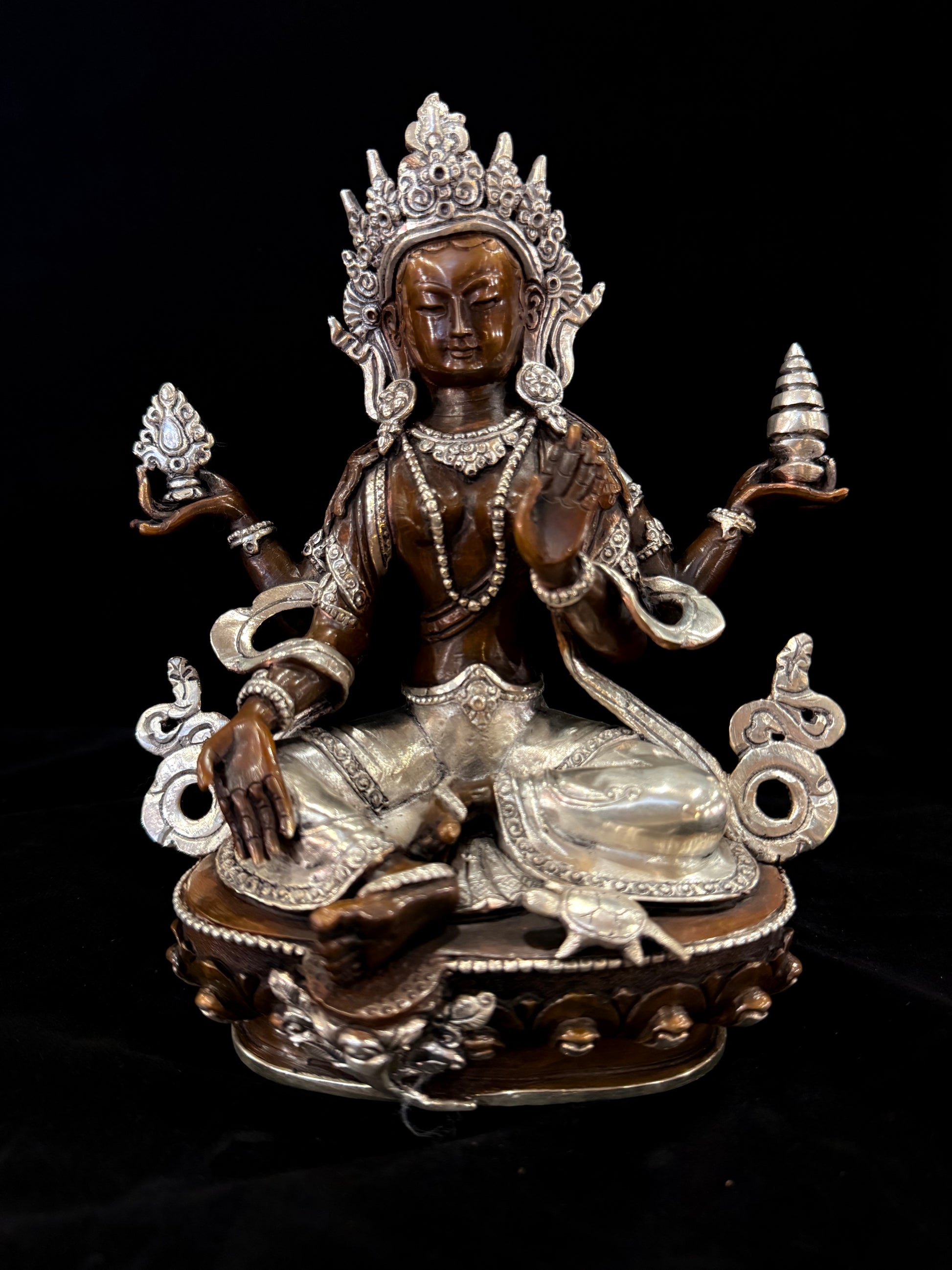 Prajnaparamita Buddha Statue 22cm / 8.7" Hand-Carved Copper Silver-Gilt – Mother of All Buddhas Botree Arts Collection | Bo Tree Arts