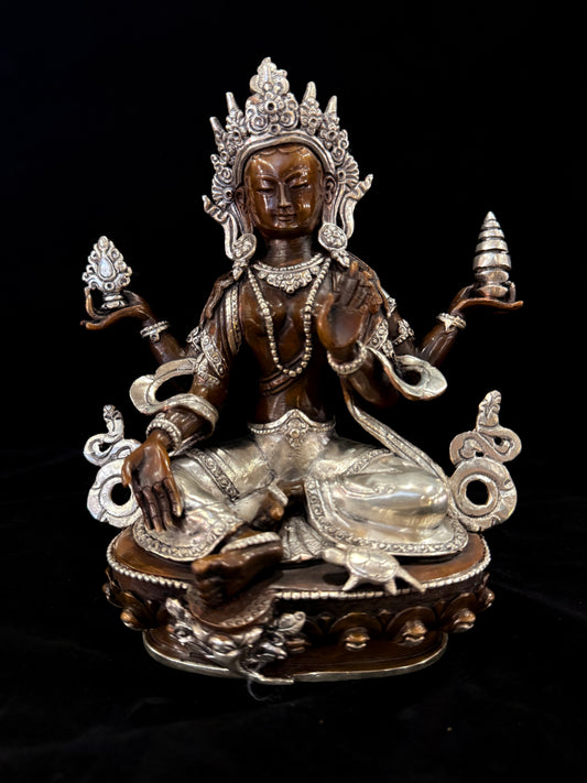 Prajnaparamita Buddha Statue 22cm / 8.7" Hand-Carved Copper Silver-Gilt – Mother of All Buddhas Botree Arts Collection | Bo Tree Arts