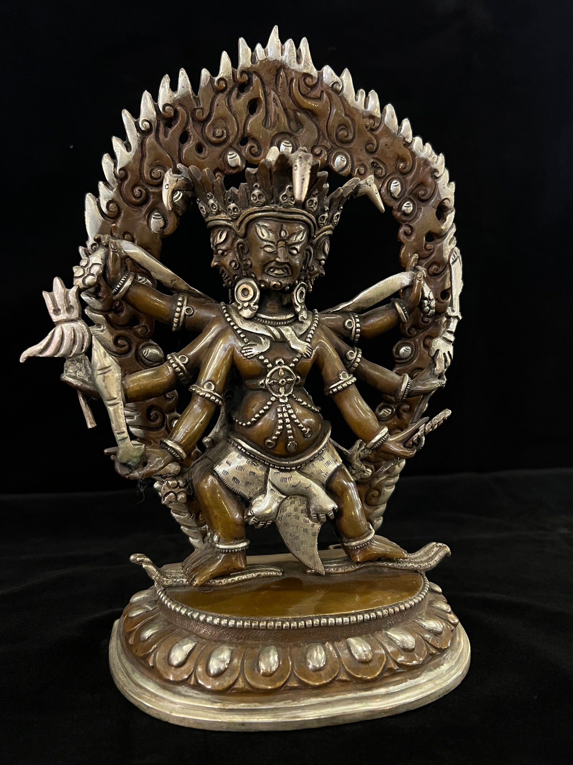 Hayagriva Buddha Statue 23cm / 9" Hand-Carved Copper Silver-Gilt – Horse-Headed Vajra Artisan Masterwork Nepal | Bo Tree Arts