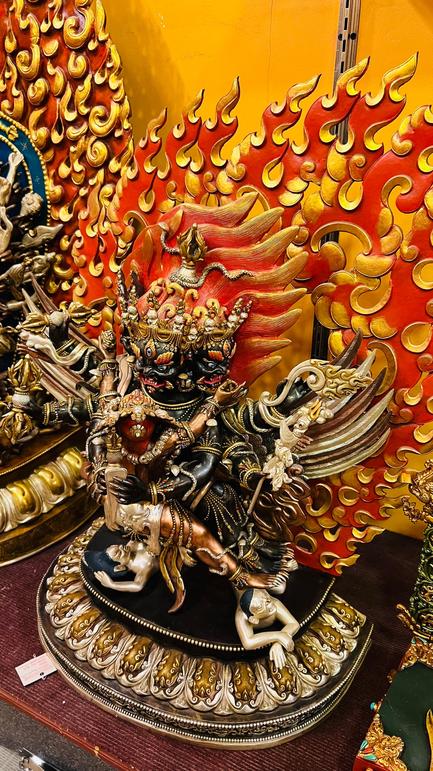50cm Vajrakilaya Statue Hand-Carved Copper Three-Color Metalwork – Tibetan Style Dharma Protector Masterwork Nepa – Handmade Tibetan Buddhist Statue, Lost-Wax Cast Himalayan Art from Nepal