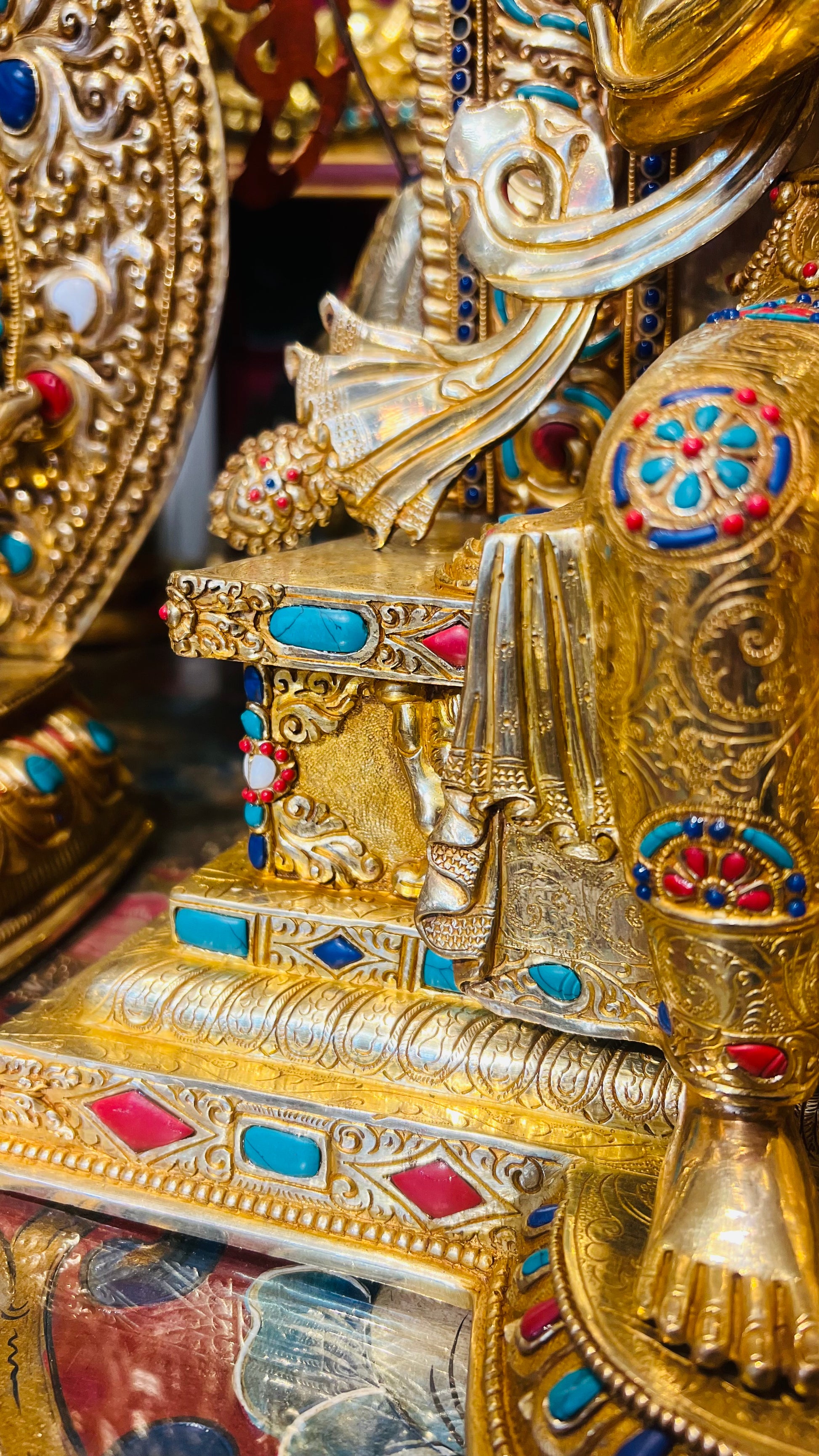 45cm Gilded Maitreya Buddha Statue with Crown – Handmade Copper Sculpture, Tibetan Style Future Buddha Art from Nepal | Bo Tree Arts