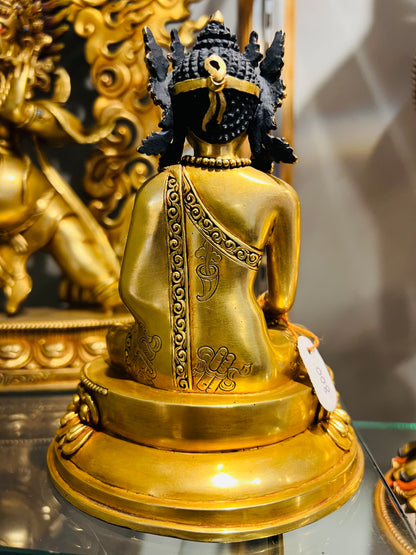 Crowned Shakyamuni Buddha Statue 18cm / 7" Hand-Carved Copper Gilded – Historical Buddha Museum-Quality Collection Nepal