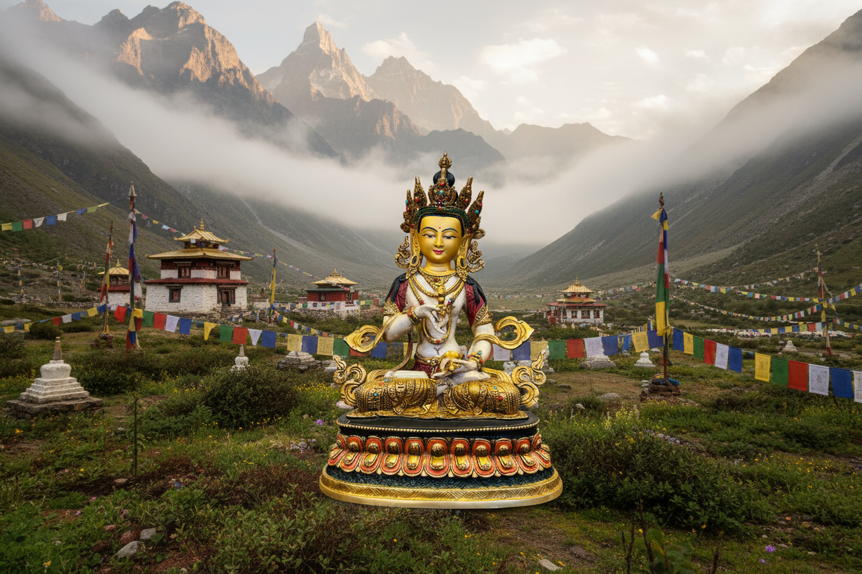 Vajrasattva Buddha Statue 33cm / 13" Hand-Carved Copper Painted – Ancient Technique Masterwork Himalayan Art Nepal | Bo Tree Arts
