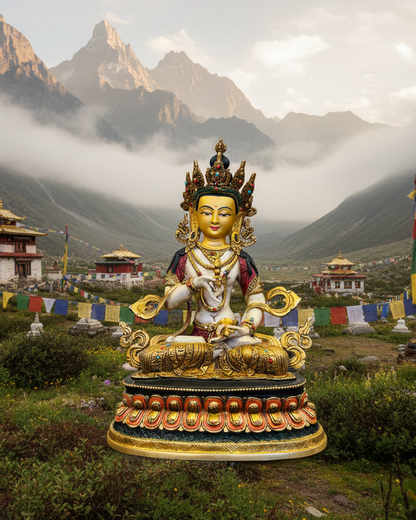 Vajrasattva Buddha Statue 33cm / 13" Hand-Carved Copper Painted – Ancient Technique Masterwork Himalayan Art Nepal