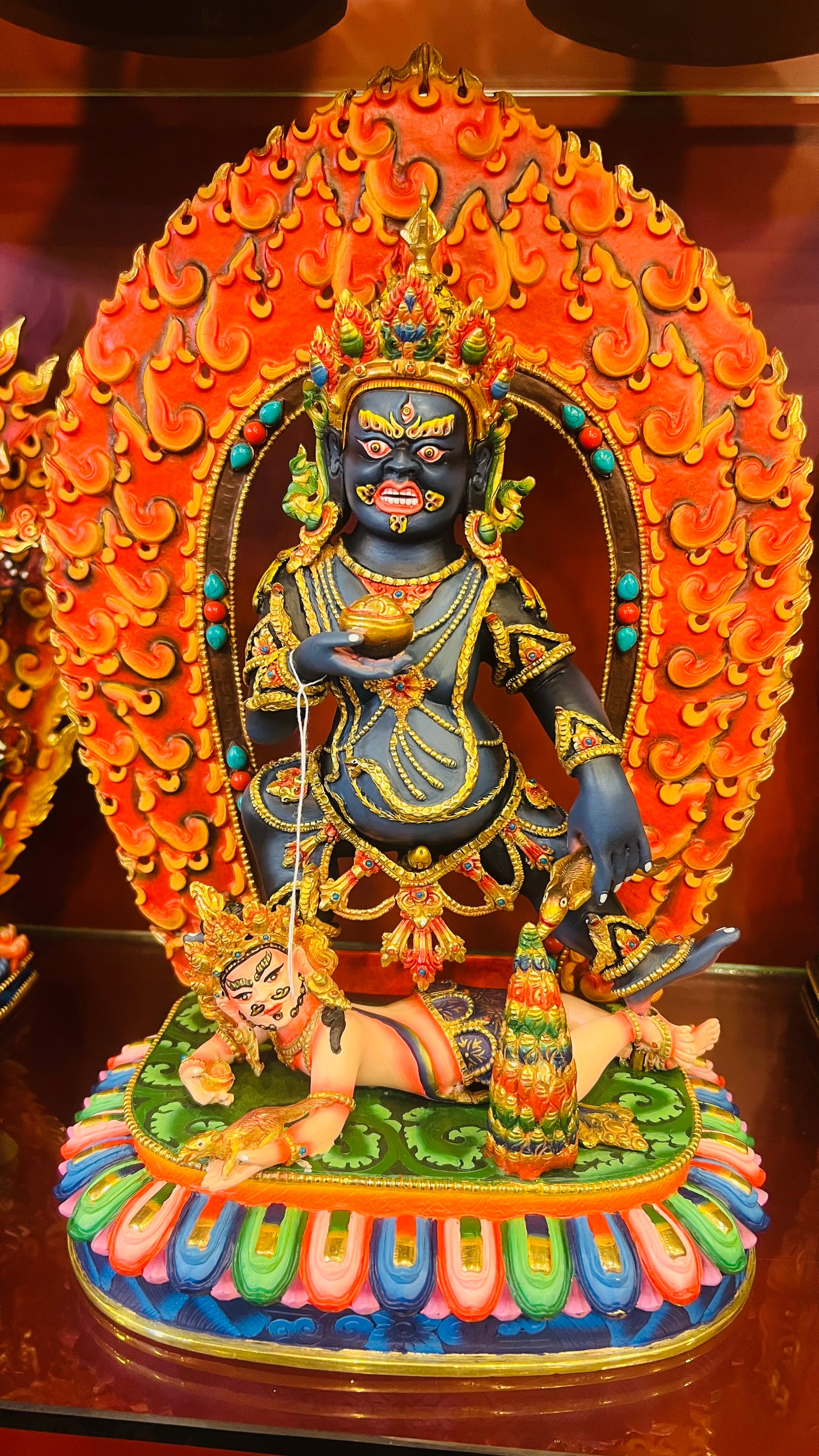 Black Jambhala Buddha Statue 40cm / 15.7" Hand-Carved Copper Painted – Dzambhala Artisan Masterwork Nepal | Bo Tree Arts