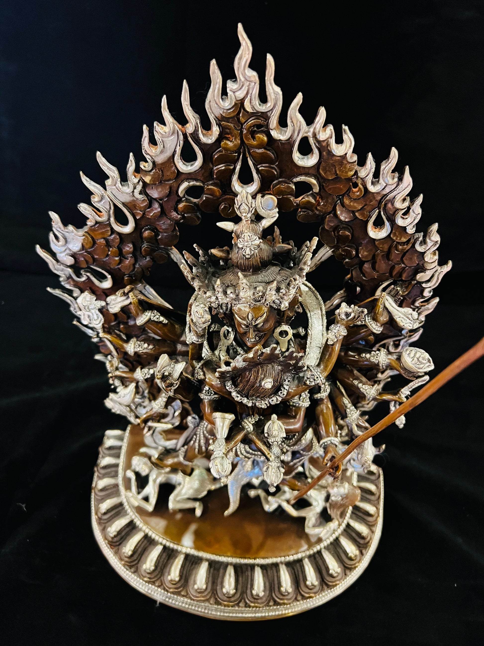 Chakrasamvara Buddha Statue 33cm / 13" Hand-Carved Copper Silver-Gilt – Khorlo Demchog Botree Arts Masterwork | Bo Tree Arts