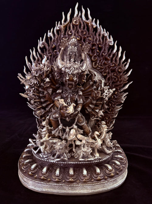 Yamantaka Buddha Statue 30cm / 11.8" Hand-Carved Copper Silver-Gilt – Vajrabhairava Botree Arts Heritage Collection