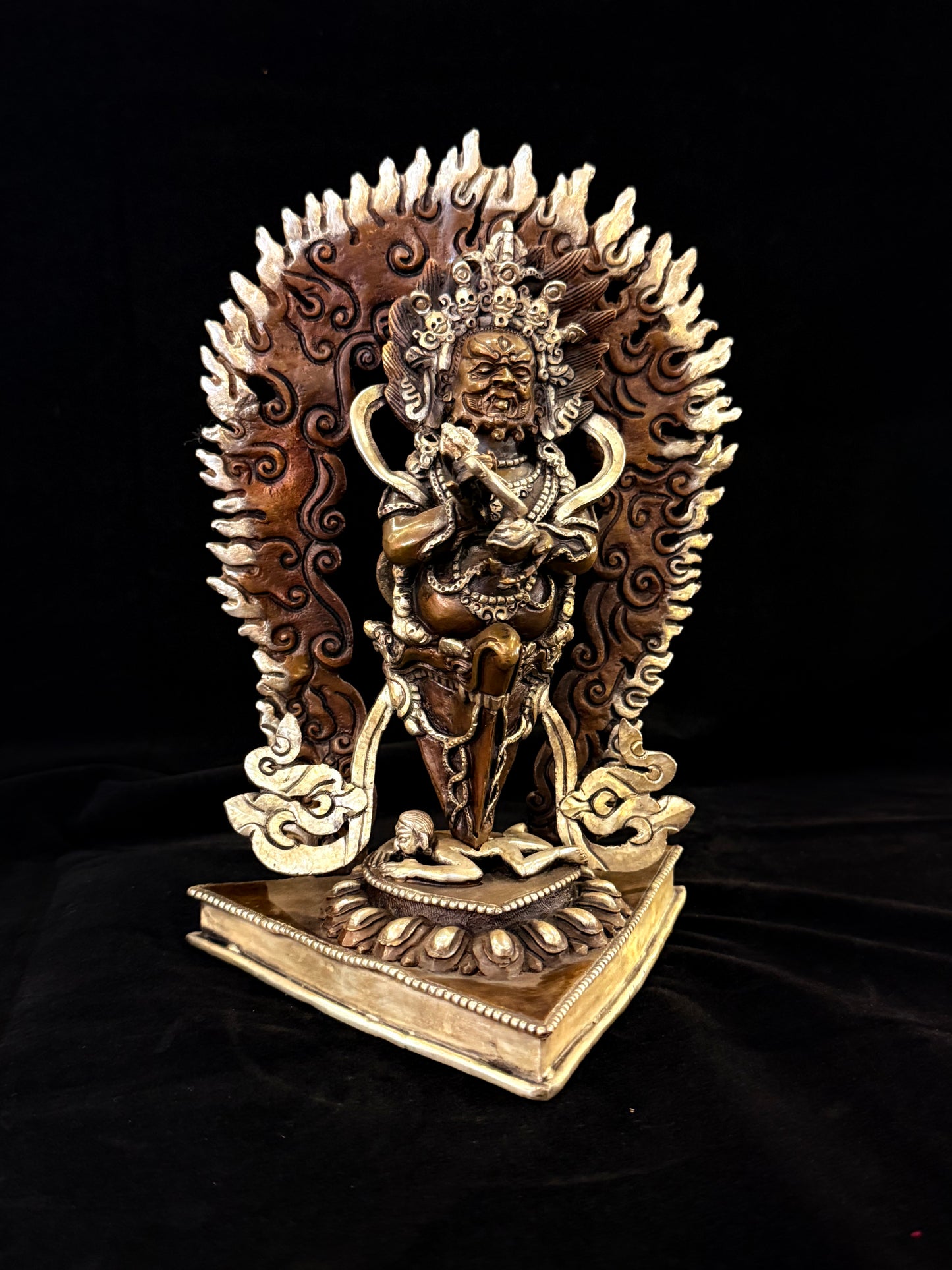 Vajrakilaya Buddha Statue 24cm / 9.4" Hand-Carved Copper Silver-Gilt – Dorje Phurba Fine Art Collection Nepal – Handmade Tibetan Buddhist Statue, Lost-Wax Cast Himalayan Art from Nepal