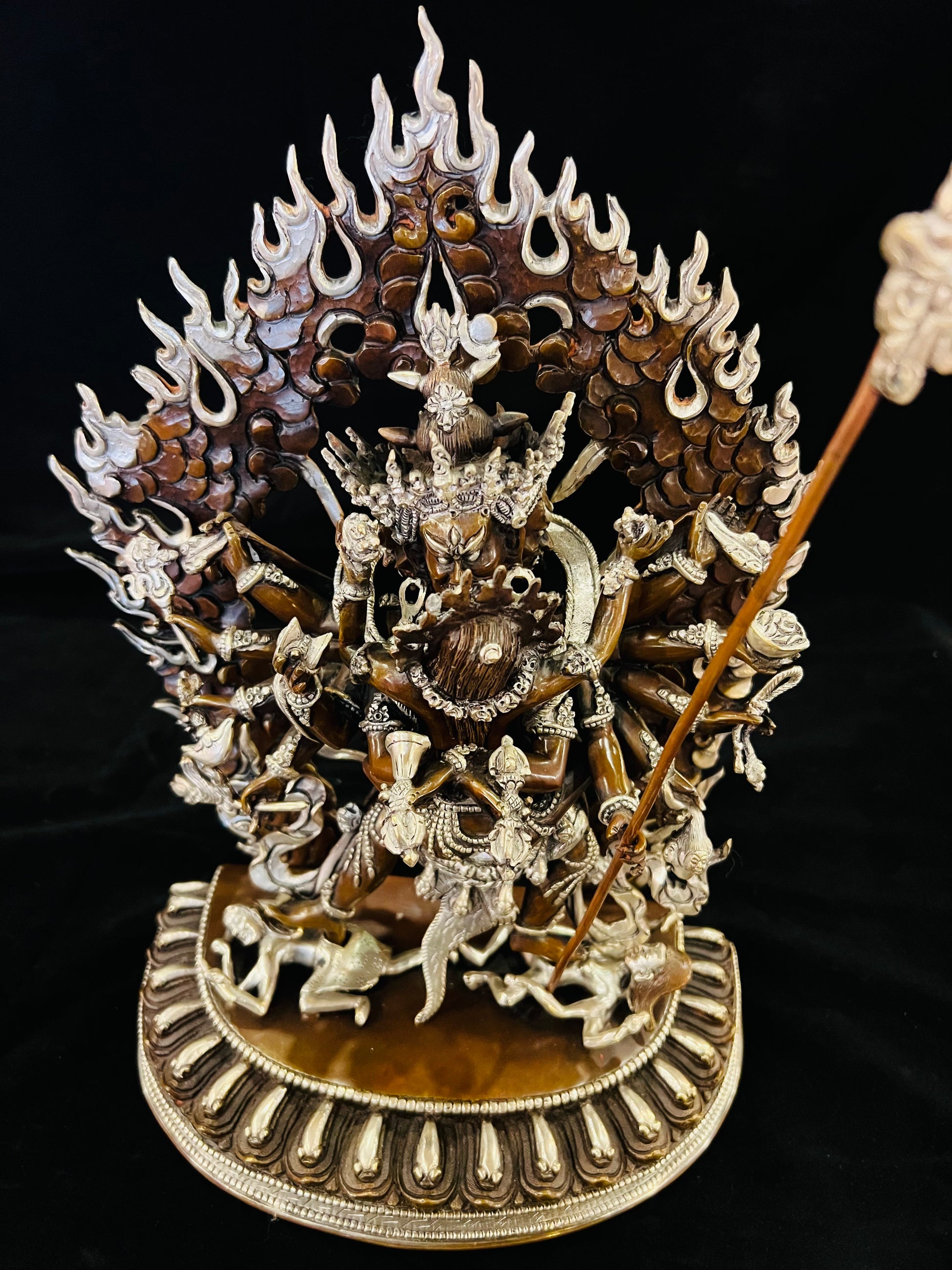 Chakrasamvara Buddha Statue 33cm / 13" Hand-Carved Copper Silver-Gilt – Khorlo Demchog Botree Arts Masterwork | Bo Tree Arts
