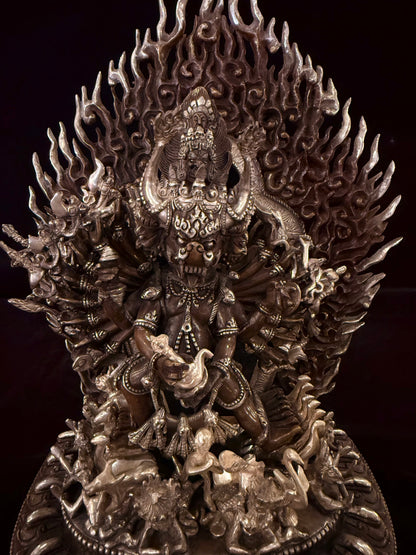 Yamantaka Buddha Statue 30cm / 11.8" Hand-Carved Copper Silver-Gilt – Vajrabhairava Botree Arts Heritage Collection