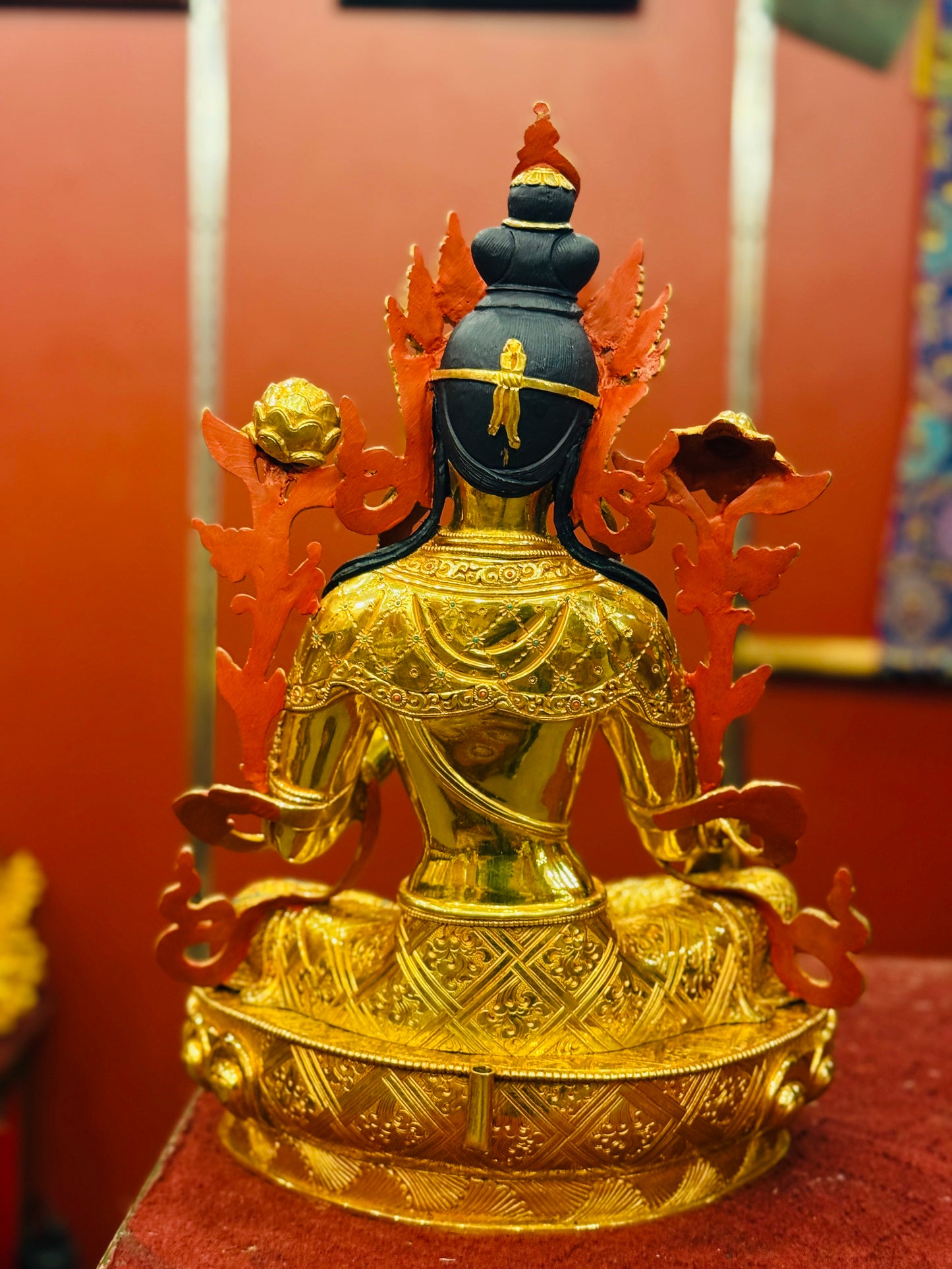 Green Tara Buddha Statue 50cm / 19.7" Hand-Carved Copper Gilded with Gemstone Inlay – Syamatara Botree Arts Nepal – Handmade Tibetan Buddhist Statue, Lost-Wax Cast Himalayan Art from Nepal