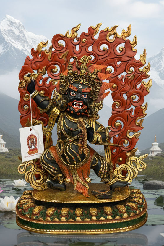 Chana Dorje & Vajrapani Buddha Statue 33cm / 13" Hand-Carved Copper Gilded & Painted – Fine Craftsmanship Nepal | Bo Tree Arts