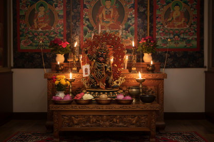 Chana Dorje & Vajrapani Buddha Statue 33cm / 13" Hand-Carved Copper Gilded & Painted – Fine Craftsmanship Nepal