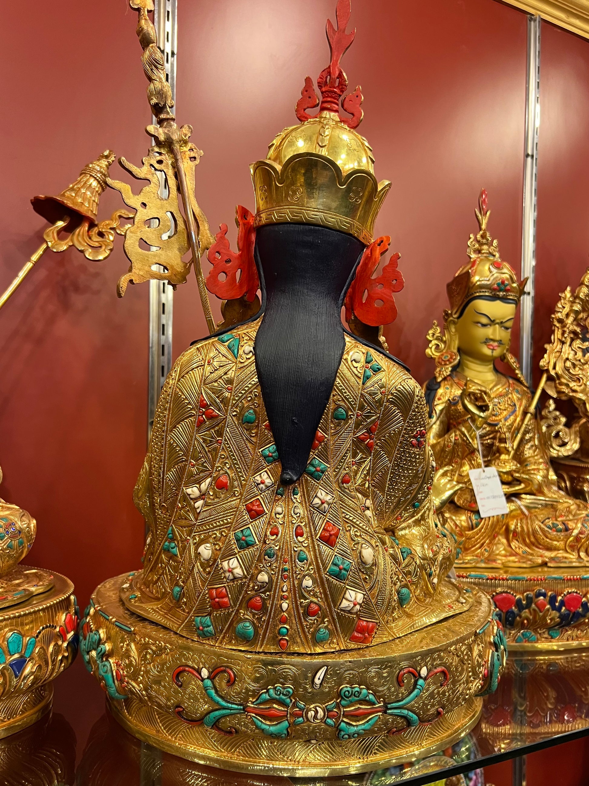 Padmasambhava Buddha Statue 50cm / 19.7" Hand-Carved Copper Gilded with Gemstone Inlay – Guru Rinpoche Collector's Masterwork Nepal | Bo Tree Arts