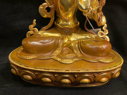 Manjushri (Bodhisattva of Wisdom) Statue 45cm / 17.7" Hand-Carved Pure Copper Partially Gilded – Himalayan Art Nepal