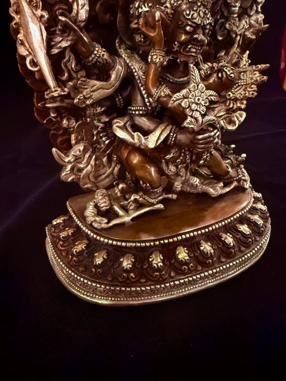 Hayagriva Buddha Statue 23cm / 9" Hand-Carved Copper Silver-Gilt – Horse-Headed Vajra Artisan Collection Nepal