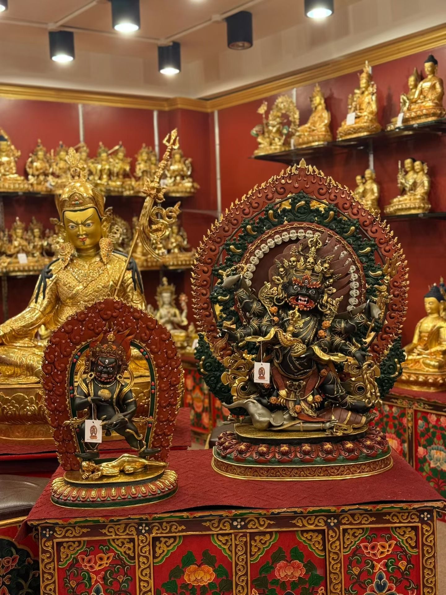 Six-Armed Mahakala Hand-Carved Copper Painted Statue 88cm / 34.6" – Museum-Quality Masterwork, Ancient Technique Himalayan Art Nepal – Handmade Tibetan Buddhist Statue, Lost-Wax Cast Himalayan Art from Nepal