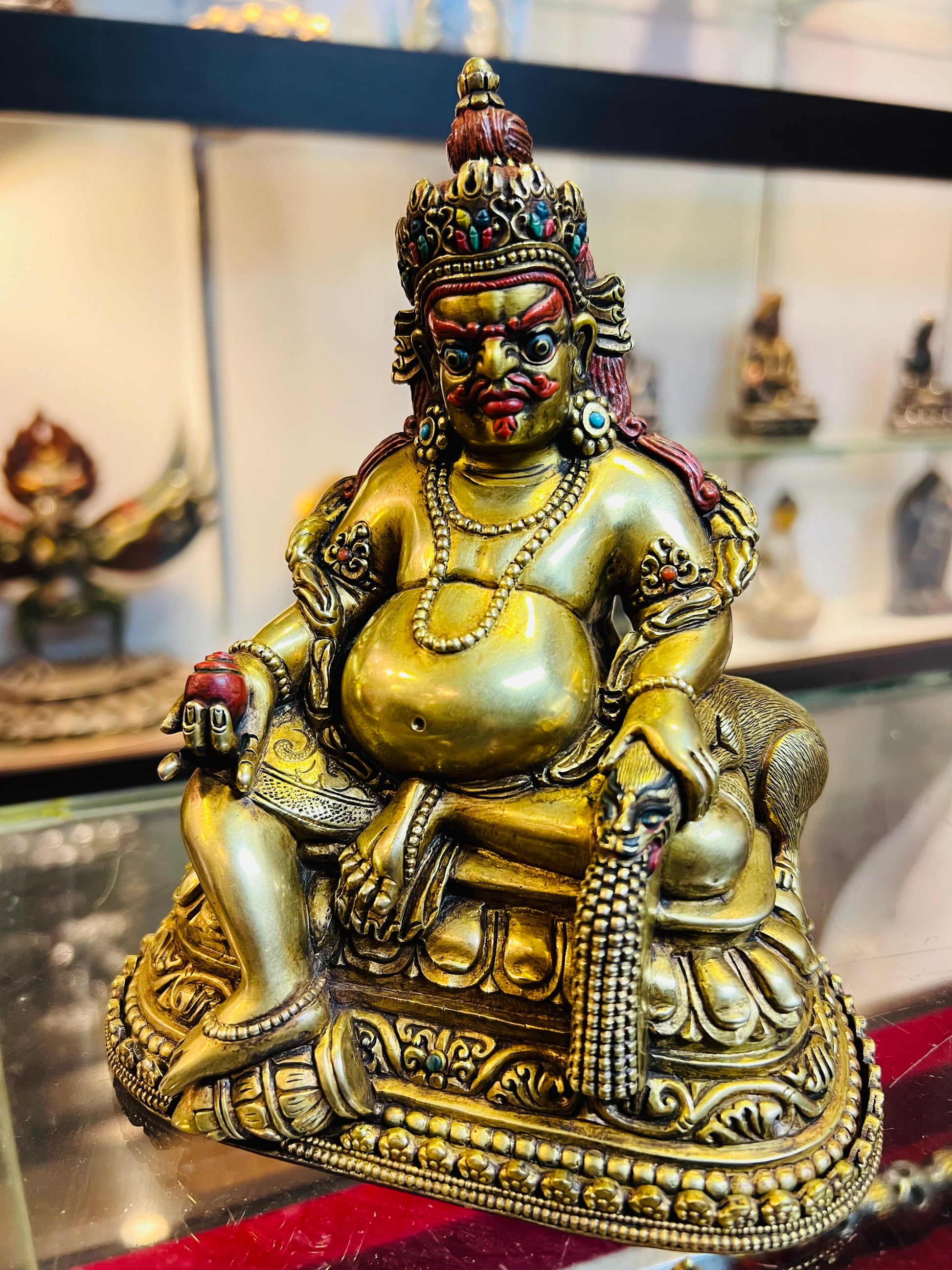 Yellow Jambhala Buddha Statue 17cm / 6.7" Hand-Carved Copper Gilded – Dzambhala Botree Arts Himalayan Art | Bo Tree Arts