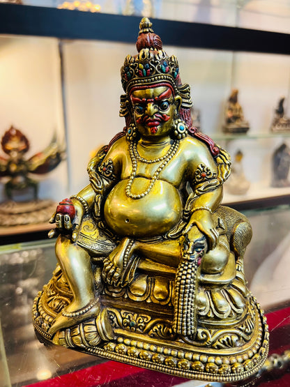 Yellow Jambhala Buddha Statue 17cm / 6.7" Hand-Carved Copper Gilded – Dzambhala Botree Arts Himalayan Art