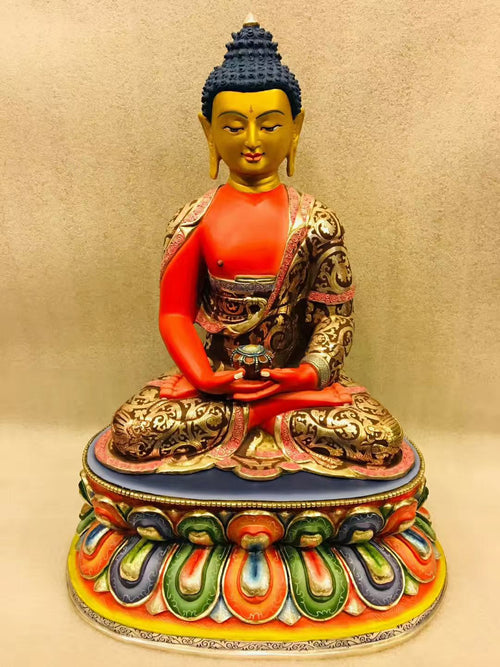 Amitabha Buddha Statue 50cm / 19.7" Hand-Carved Copper Painted – Buddha of Infinite Light Botree Arts Himalayan Art