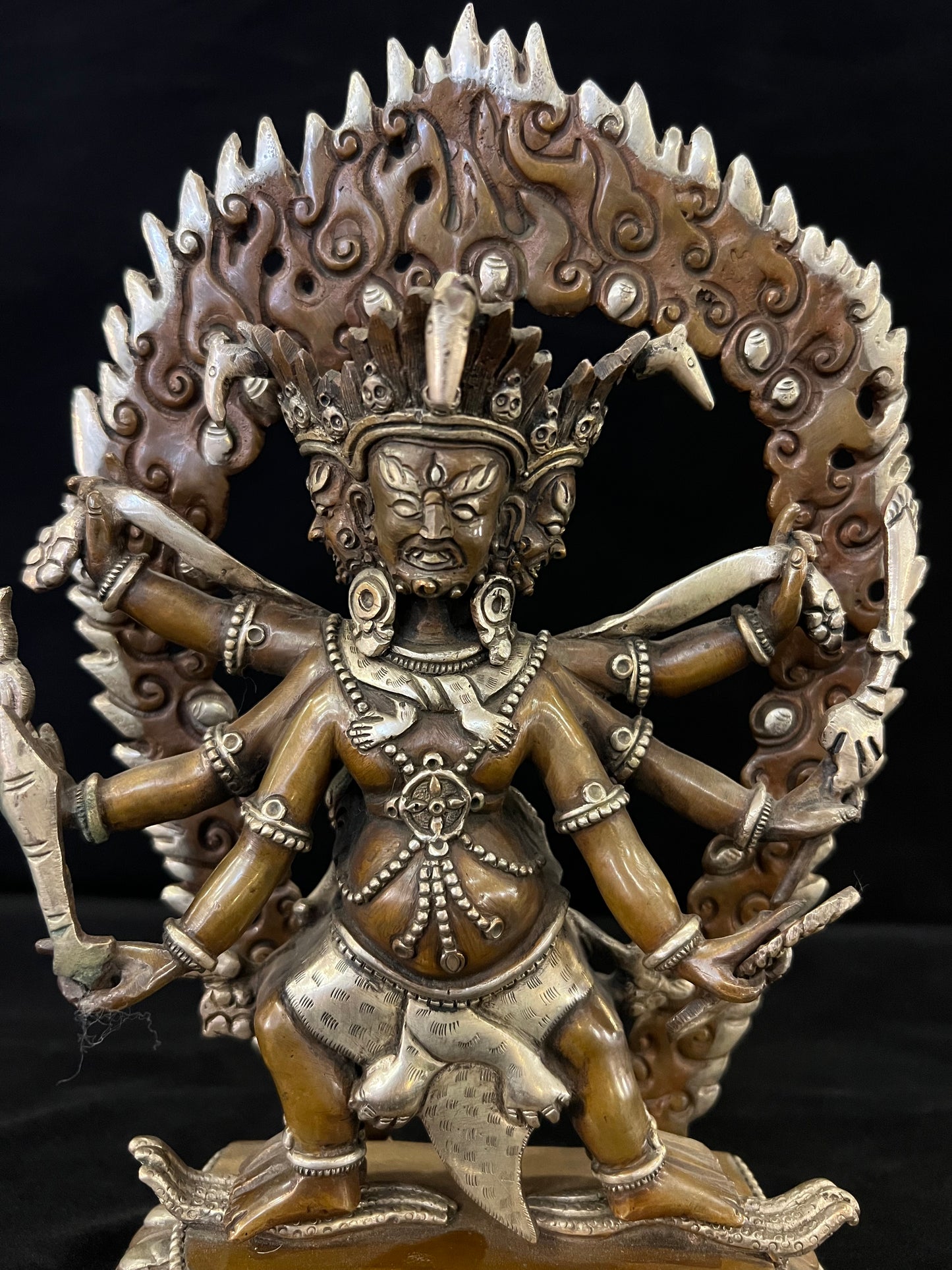 Hayagriva Buddha Statue 23cm / 9" Hand-Carved Copper Silver-Gilt – Horse-Headed Vajra Artisan Masterwork Nepal – Handmade Tibetan Buddhist Statue, Lost-Wax Cast Himalayan Art from Nepal