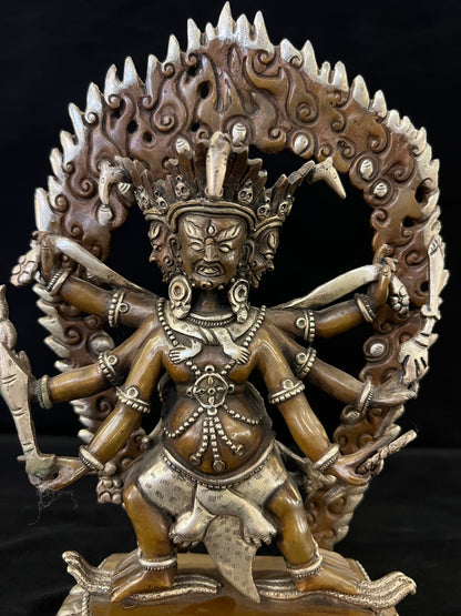 Hayagriva Buddha Statue 23cm / 9" Hand-Carved Copper Silver-Gilt – Horse-Headed Vajra Artisan Masterwork Nepal