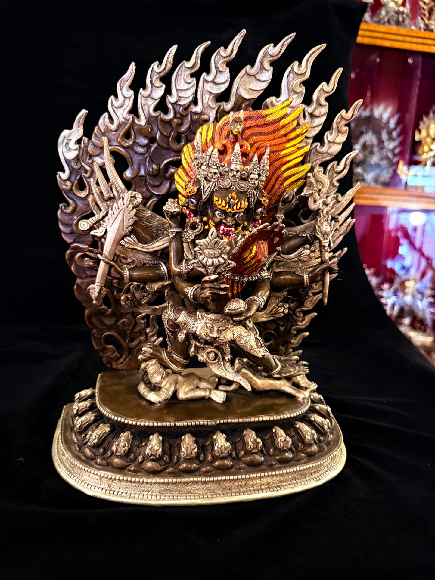 Hayagriva Buddha Statue 35cm / 13.8" Hand-Carved Copper Silver-Gilt – Horse-Headed Vajra Botree Arts Himalayan Art – Handmade Tibetan Buddhist Statue, Lost-Wax Cast Himalayan Art from Nepal