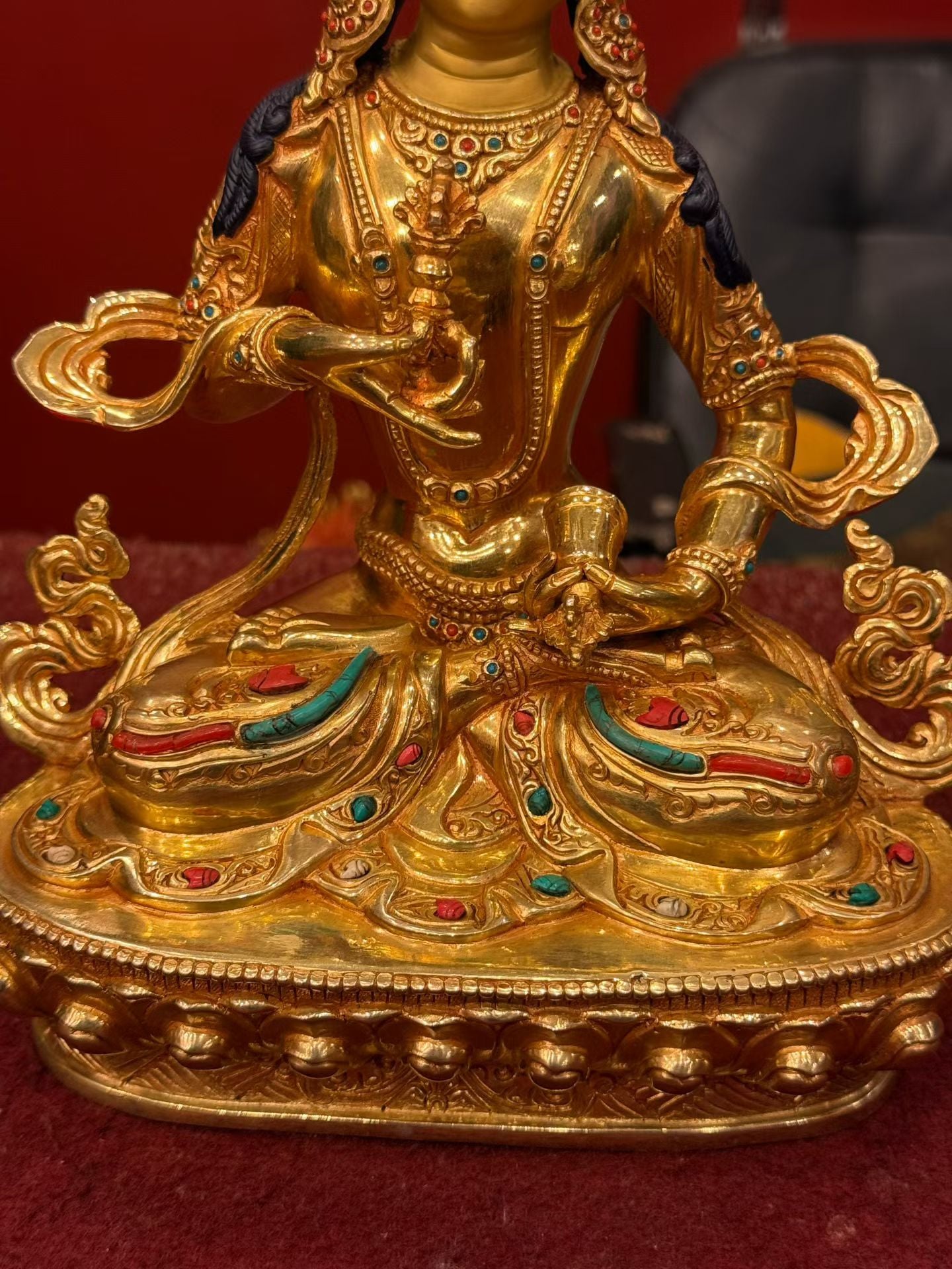 Vajrasattva (Dorje Sempa) Buddha Statue 25cm / 9.8" Hand-Carved Copper Gilded – Himalayan Art Nepal | Bo Tree Arts