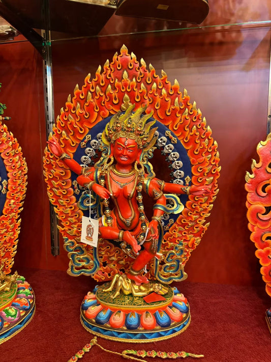 60cm Kurukulla Hand-Carved Pure Copper Painted Statue – Nepalese Tibetan Buddhist Deity of Magnetism, Kurukulle Art from Nepal | Bo Tree Arts