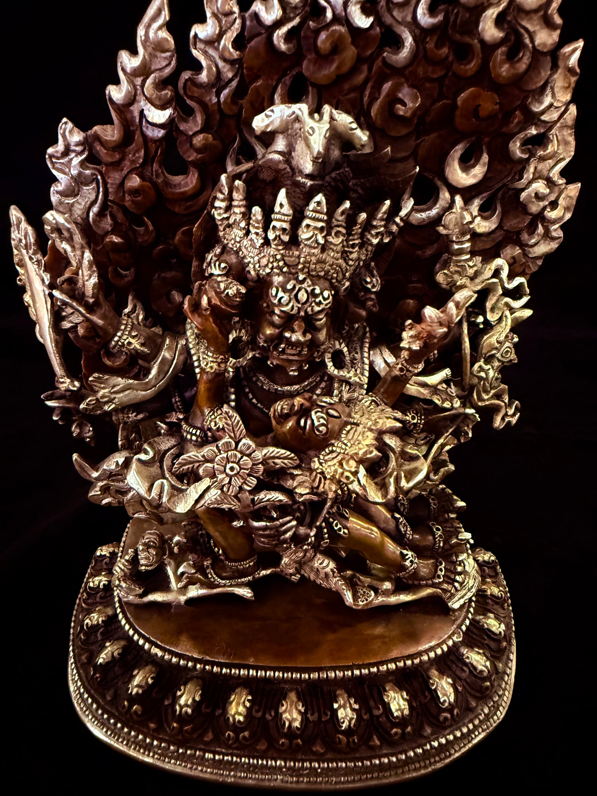 Hayagriva Buddha Statue 23cm / 9" Hand-Carved Copper Silver-Gilt – Horse-Headed Vajra Artisan Collection Nepal | Bo Tree Arts