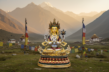 Chenrezig Buddha Statue 33cm / 13" Hand-Carved Copper Painted – Ancient Technique Masterwork Botree Arts Nepal