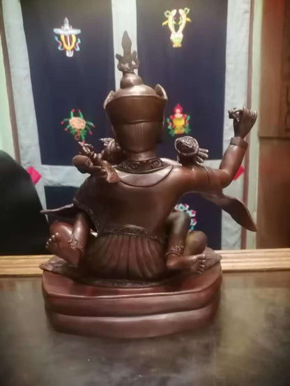 Guru Rinpoche Yab-Yum Guru Rinpoche Padmasambhava Hand-Carved Pure Copper Statue 26cm / 10.2" – Exquisite Himalayan Art Nepal